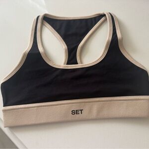 SET Active Black and Tan Sports Bra